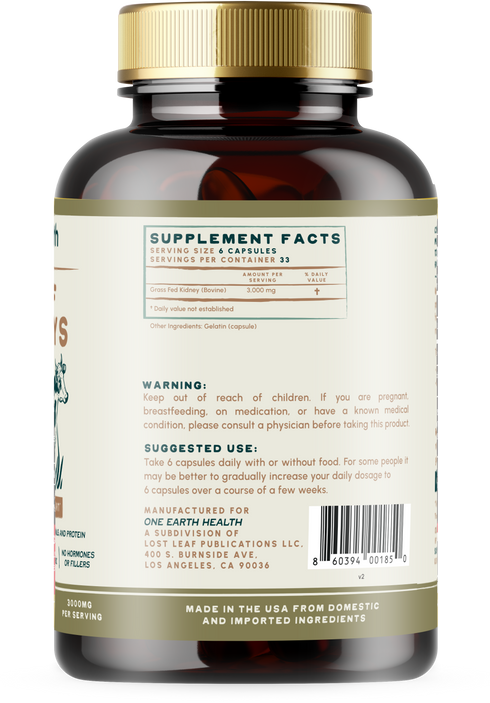 Beef Kidney Organ Supplement Ingredients