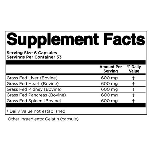 Beef Organ Supplement Facts